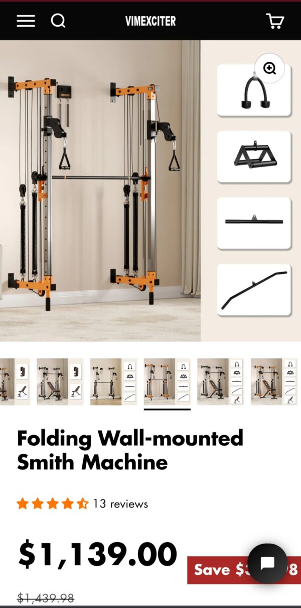 Vimexciter Folding Wall-Mounted Smith Machine Functional Trainer