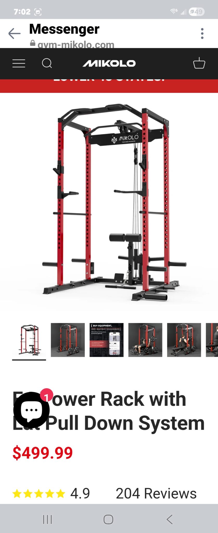 Mikolo F4 Power Rack w/ Lat Tower Home Gym - Image 3