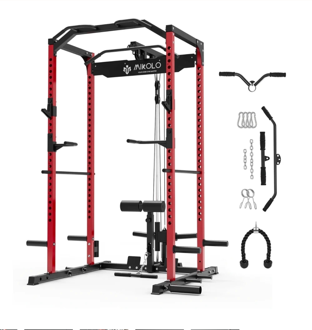 Mikolo F4 Power Rack w/ Lat Tower Home Gym - Image 4