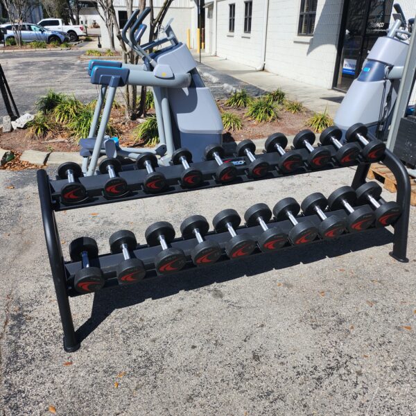 TKO Signature Round Urethane Dumbbell Set w/ Saddle Rack