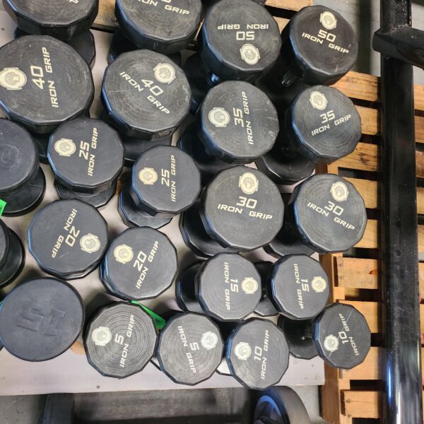 Iron Grip Urethane Dumbbell Set (5 to 50 with Rack)